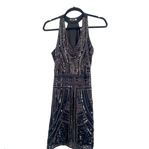 Danity dress black sequins beaded size L